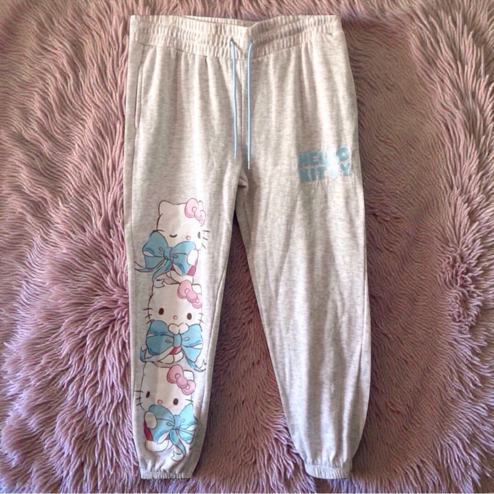 Hello Kitty Sweatpants Heather Grey | Coquette Kawaii Y2K NWOT - Picture 6 of 10
